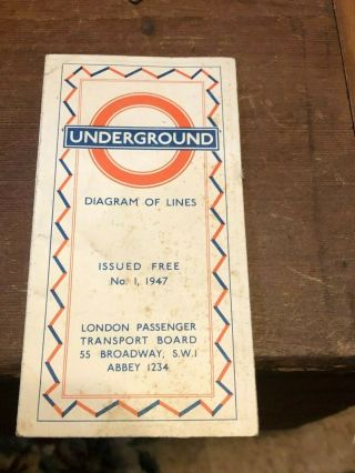 1947 No.  1 Railway Map Harry Beck London Transport Underground Tube Diagram Line