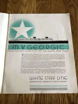 mv Britannic 1930 Brochure / White Star Line / mv Georgic RMS Baltic & Adriatic 2