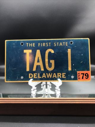 Rare 1979 Expired Tag 1 Delaware Vanity License Plate Tag Non Active Governor