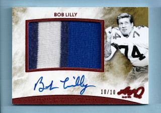 Bob Lilly 2015 Leaf Q Memorabilia Red 3 Color Patch Autograph Auto /10