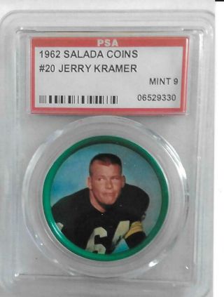 1962 Salada Football 20 Jerry Kramer Green Bay Packers Psa 9