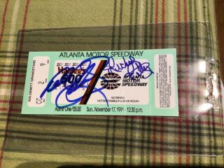1991 Dale Earnhardt Sr & Richard Petty Autographed Signed Ticket
