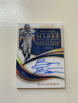 Brian Bosworth 2020 Immaculate Marks Of Greatness On Card Auto /25 - Seahawks SP 2