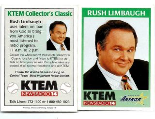 Ktem Rush Limbaugh Promo Card Rare Houston Astros News Radio 14