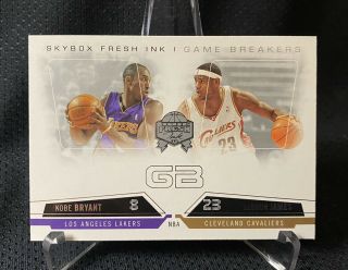 Lebron James,  Kobe Bryant 2004 - 05 Skybox Fresh Ink Game Breakers 6/15