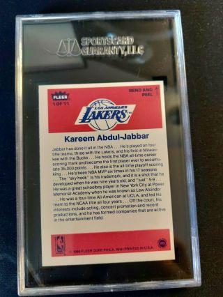1986 Fleer Kareem Abdul - Jabbar 1 Basketball Card SGC 84 (NM 7) 2