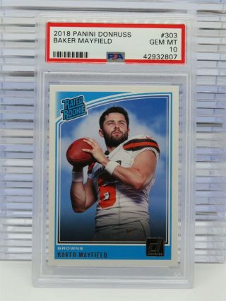 2018 Donruss Baker Mayfield Rated Rookie Rc 303 Psa 10 Gem Browns O96