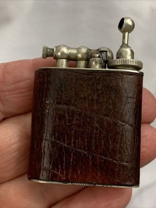 Vintage Marathon - Liter Lift Arm Pocket Lighter With Leather Wrap