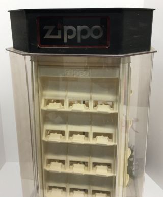 Vintage ZIPPO Countertop Display Case Lighted & Rotating Holds 60 Lighters 3