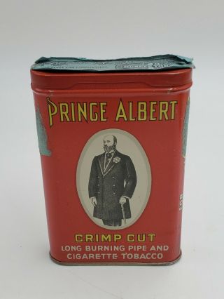 Vintage Pipe And Cigarette Tobacco Tin Prince Albert Crimp Cut Empty