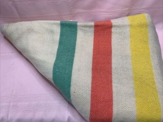 Vintage Golden Dawn All Wool Striped Previno Blanket 75 Long By 65w 2