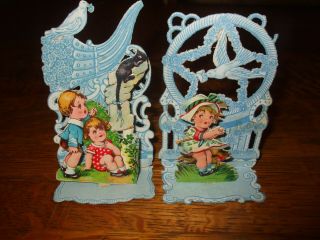 2 Vintage Antique 3d Fold Out Die Cut Embossed Valentines Day Made In Germany