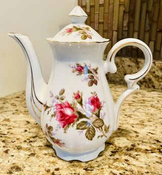 Vintage Porcelain Tea Pot " Moss Rose " Japan 1950 