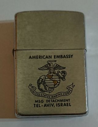 Rare AMERICAN EMBASSY United States Marine Corps TEL - AVIV ISRAEL Zippo,  c.  1974 2