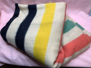 Vintage Golden Dawn All Wool Striped Previno Blanket 77 Long By 66 W 1