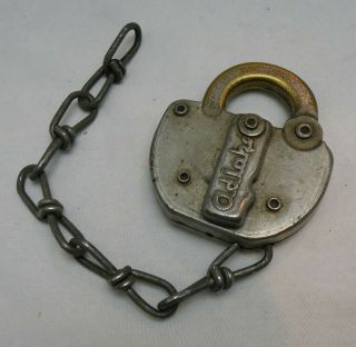 Vintage Collectible Steel Adlake Railroad Switch Lock Nycs No Key Pat 2040482