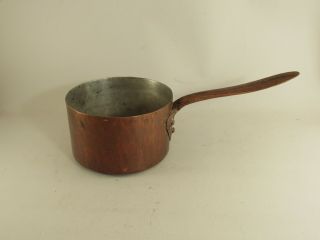 Vintage Handmade Dovetailed Copper Tin Lined Sauce Pan 7 1/2 " Diameter By 4 1/2 "