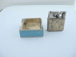 Baby - Mylflam Pocket Lighter Brit Patent D.  R.  P.  Brevete 835 Silver Engraved Birds