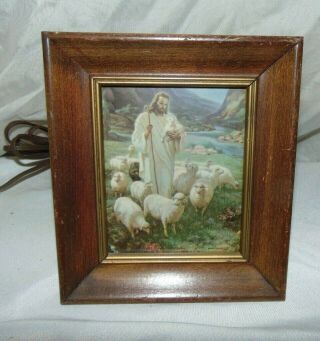 Vintage Jesus Christ Shepherd Night Stand Dresser Light Picture