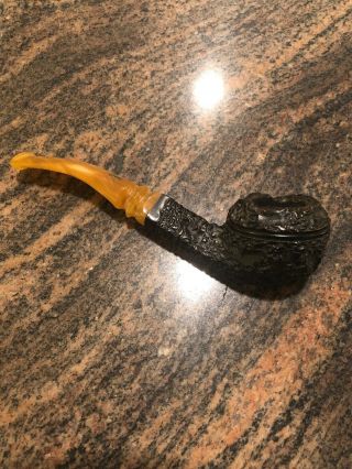 Vintage Jobey Stromboli 200 Tobacco Pipe,  Hand Carved Dark Wood,  Tan Mouthpiece