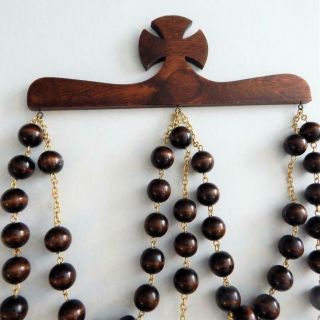 Vintage Large WALL ROSARY With Wooden Beads and Crucifix - 27 1/2 