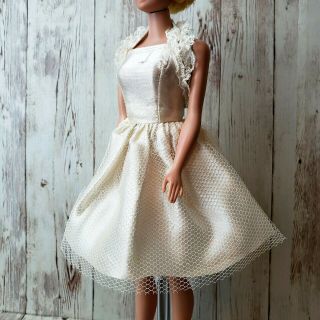 Vintage Barbie Clone Dress White Satin Lace Tulle Premier Babs Suzette Guc