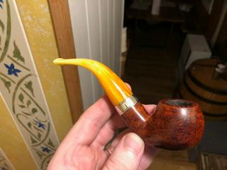 Peterson Rosslare Classic Smooth Fishtail 03 Estate Pipe W/sterling Silver Band