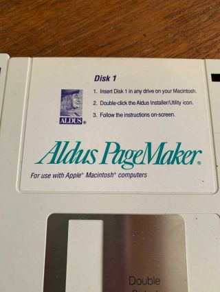 ALDUS PAGEMAKER 4.  0 Vintage Macintosh Software - 3.  5 Floppy Disk from 1990 MAC 2