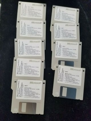 Vintage Microsoft Visual Basic For Windows Professional Edition 9 3 - 1/2 " Discs