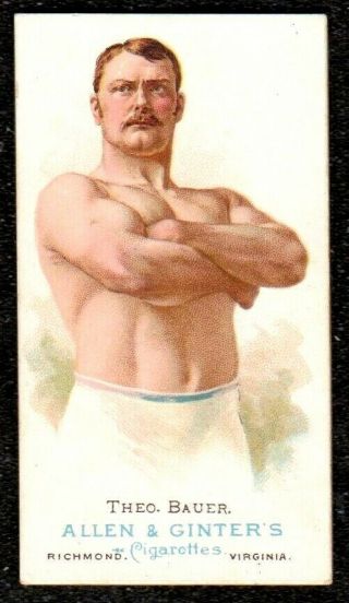 1888 Allen & Ginter The Worlds Champions Wrestler Theo Bauer Cigarette Card