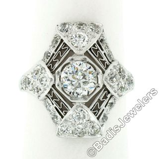 Antique Art Deco Platinum 2.  21ctw GIA European Diamond Milgrain Filigree Ring 4