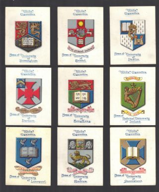 Cigarette Cards.  Wills Tobacco.  Arms Of Universities.  (l).  (full Set Of 25).  (1923).