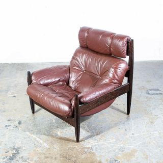 Mid Century Danish Modern Lounge Chair Brown Leather Sling Rodrigues Lafer Large