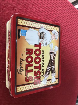 Chocolate Tootsie Roll Metal Lunch Box,  Plastic Handle.  Vintage 1997