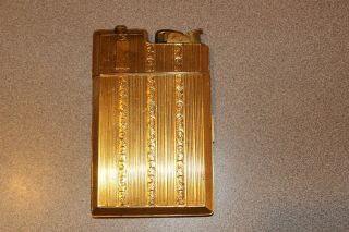 Vintage Evans Art Deco Cigarette Lighter & Case Combination Gold Tone