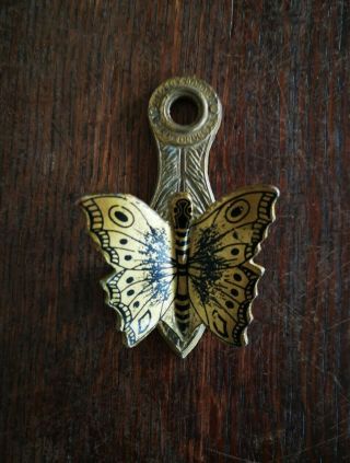 Ancien Vintage Pince Lettre Courrier En Laiton Allié Motif Papillon