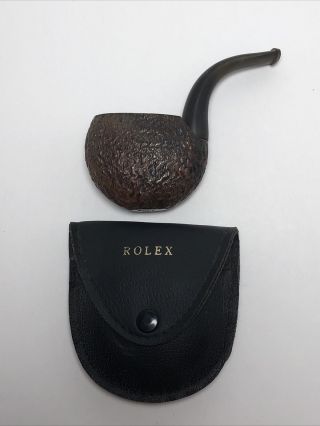 Vintage Rolex Pipe Italy Briar Wood Folding Tobacco Pipe With Case