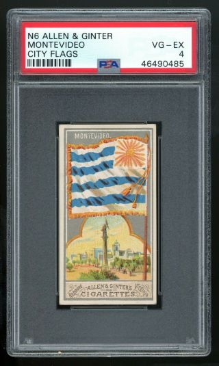 1880s N6 Allen & Ginter City Flags " Montevideo " Psa 4 Vg - Ex 46490485