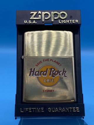 Vintage Hard Rock Cafe Zippo Lighter Brass Sydney Australia 1932 - 1991 Minty Rare