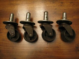 4 Vintage Antique Wheel Casters Tool Industrial Steel Iron Heavy 1 - 5/8 " Wheel
