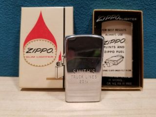 Vintage 1970 Zippo Advertising Slim Lighter W/ Box Smith 