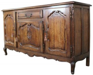 Vintage French Provincial Belgian Oak Buffet Sideboard Credenza Country Server 2