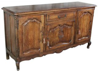 Vintage French Provincial Belgian Oak Buffet Sideboard Credenza Country Server 3