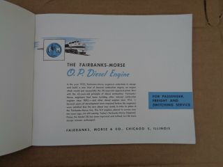 Vintage Fairbanks - Morse O.  P.  Diesel Engine For Locomotive Power Cutaway Brochure 2