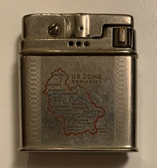 Vintage Silver Rowenta Cigarette Lighter Etched With Us Zone Germany Map 1940 