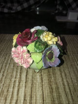 Vtg Royal Adderley Bone China Rose Floral Basket Bouquet,  England,  Very Detailed