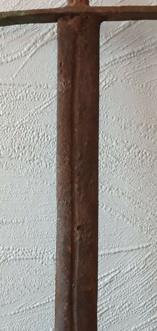 Medieval iron Double - edged sword with discoid pommel and bronze guard 4