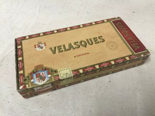 Vintage Wood Empty Cigar Box Humidor - Velasques Spain Sigaren Holland Dutch