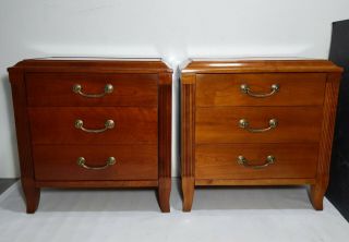 Vintage Ethan Allen 3 - Drawer Solid Cherry Wood Nightstand End Tables
