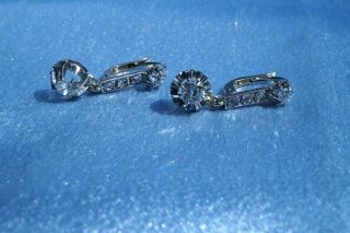 Antique French 18k Gold And Platinum Old Cut Diamonds Earrings